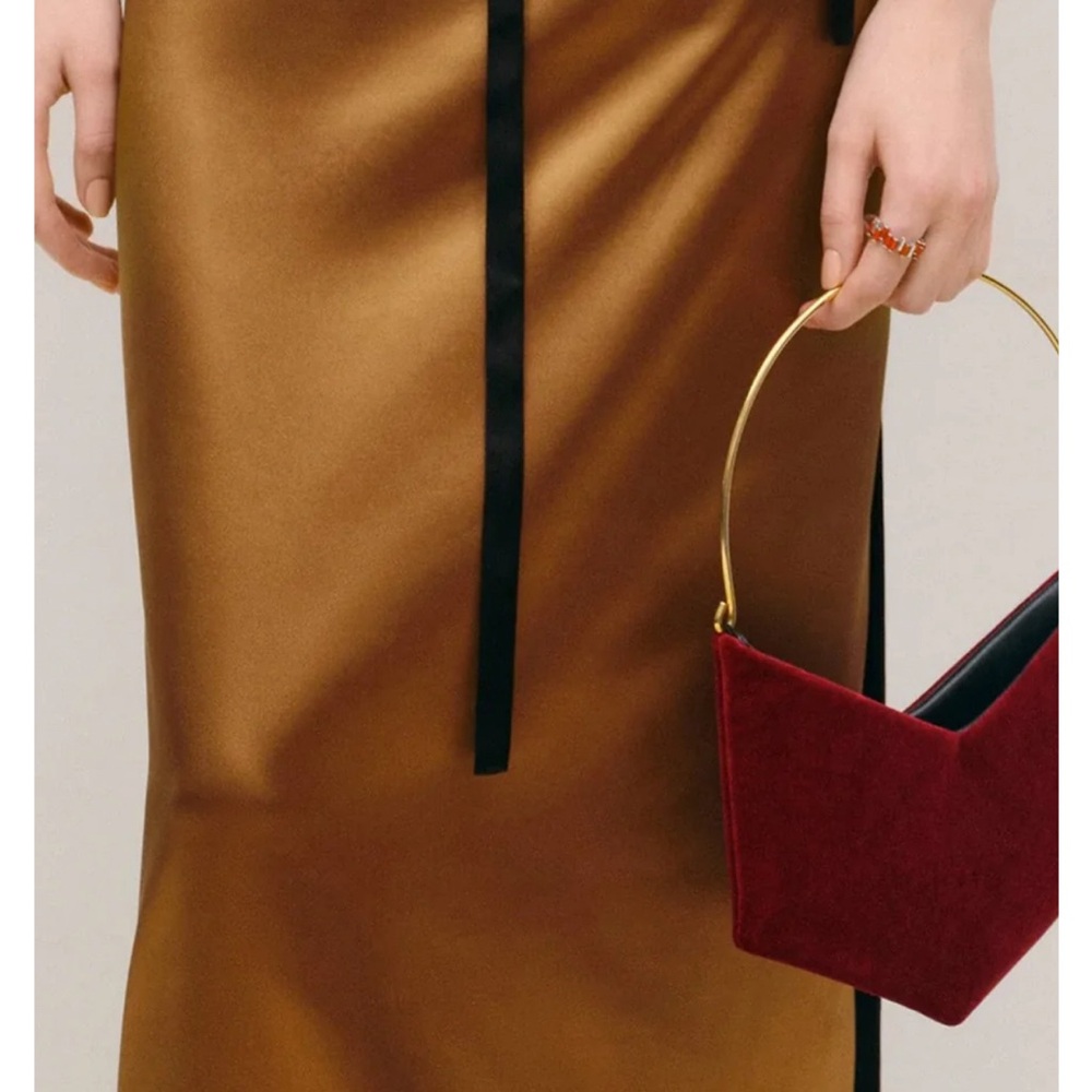 Bevza grain red velvet bag CLUTCH BURGUNDY Frankie shop - Picture 2 of 3